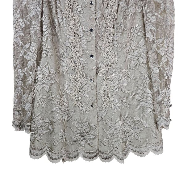 VTG Cachet Bejeweled Floral Lace Jacket 8 Rhinestone Buttons Mother of the Bride - Picture 4 of 14